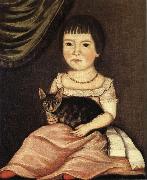 Beardsley Limner Child Posing with Cat oil painting artist